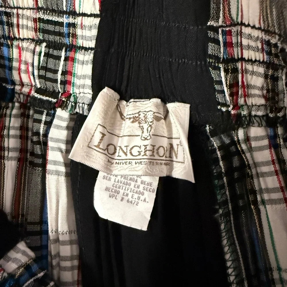 Vintage‎ Longhorn Niver Western Elastic waist Long Maxi skirt size medium plaid